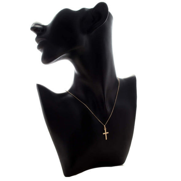 Small 9ct Gold Cross Pendant Necklace With 18" Gold Chain & Jewellery Presentation Box
