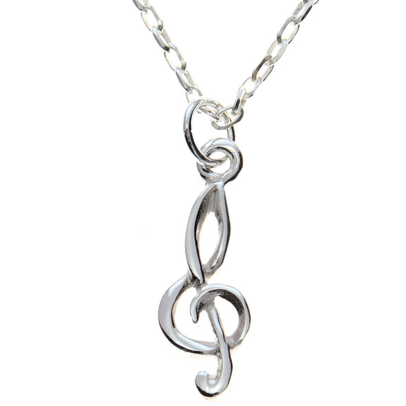 Sterling Silver Treble Clef Pendant necklace with 18" Chain and gift box