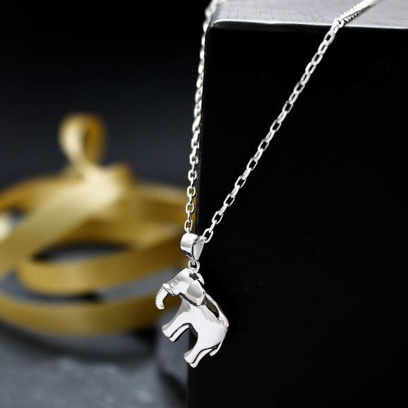 Sterling Silver elephant Pendant Necklace with 18" silver chain and jewellery gift box. This makes a great gift for women or girls who love cute elephant pendants.