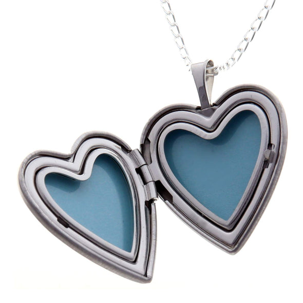 Sterling Silver Rose Heart Locket necklace with 18" Chain and jeweller gift box