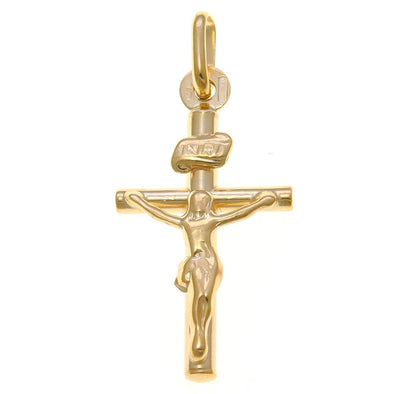 Alexander Castle Small 9ct Gold Crucifix Cross Pendant With Jewellery Gift Box - Suitable for women or children and ideal for Christening Gift
