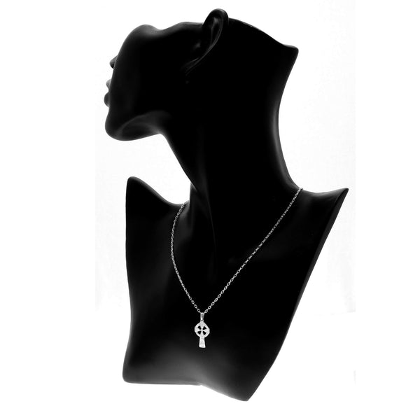 Alexander Castle Small Sterling Silver Celtic Cross Pendant with 18" Silver Chain and Jewellery Gift Box
