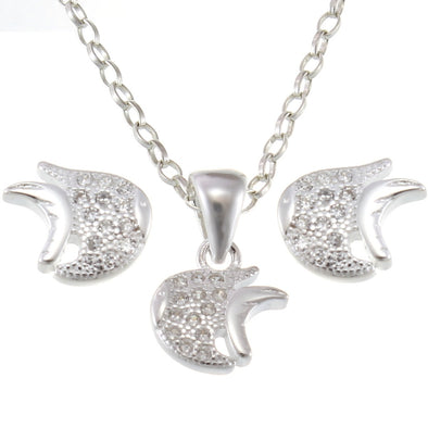 Sterling Silver Small Fish Pendant and Earrings Jewellery Set