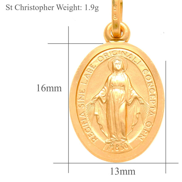 9ct Gold Miraculous Medal Madonna Pendant in Jewellery Presentation Box
