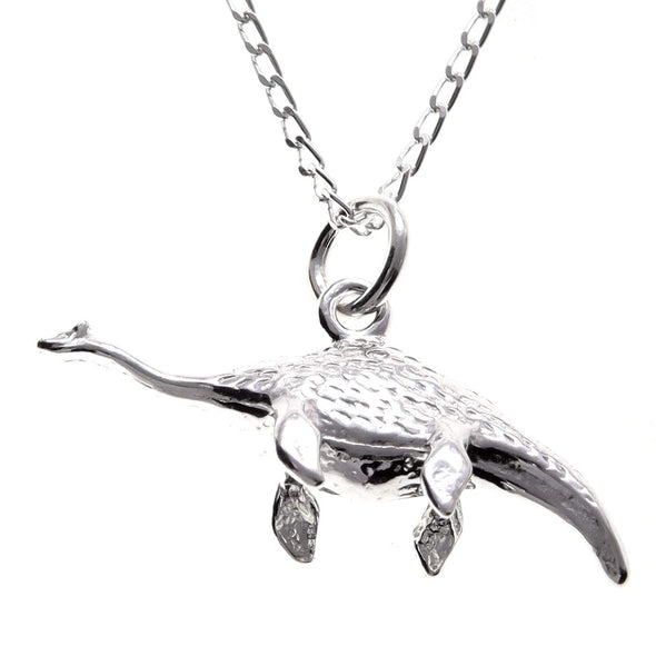 Alexander Castle Sterling Silver Dinosaur Plesiosaurus Pendant - Loch Ness Monster Necklace with 18" Chain and Jewellery Gift Box