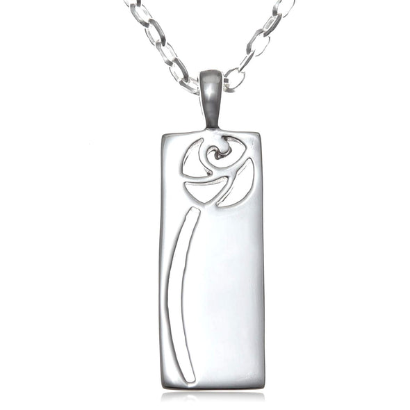 Sterling Silver Charles Rennie Mackintosh Pendant Necklace with 18" Chain & Gift Box