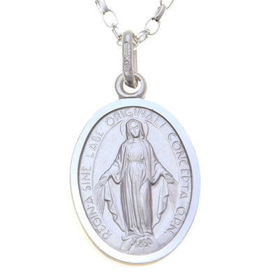 Sterling Silver Miraculous Medal Necklace (18mm) with 18" Chain & Jewellery Gift Box