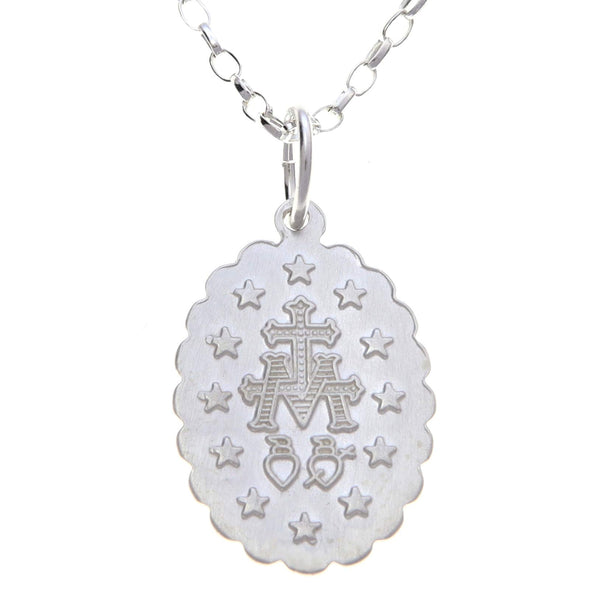 Sterling Silver Frilled Miraculous Medal (16mm) with 18" Chain & Jewellery Presentation Box