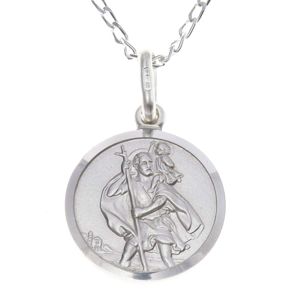 Small Sterling Silver St Christopher Pendant with 18" Chain and Jewellery Gift Box