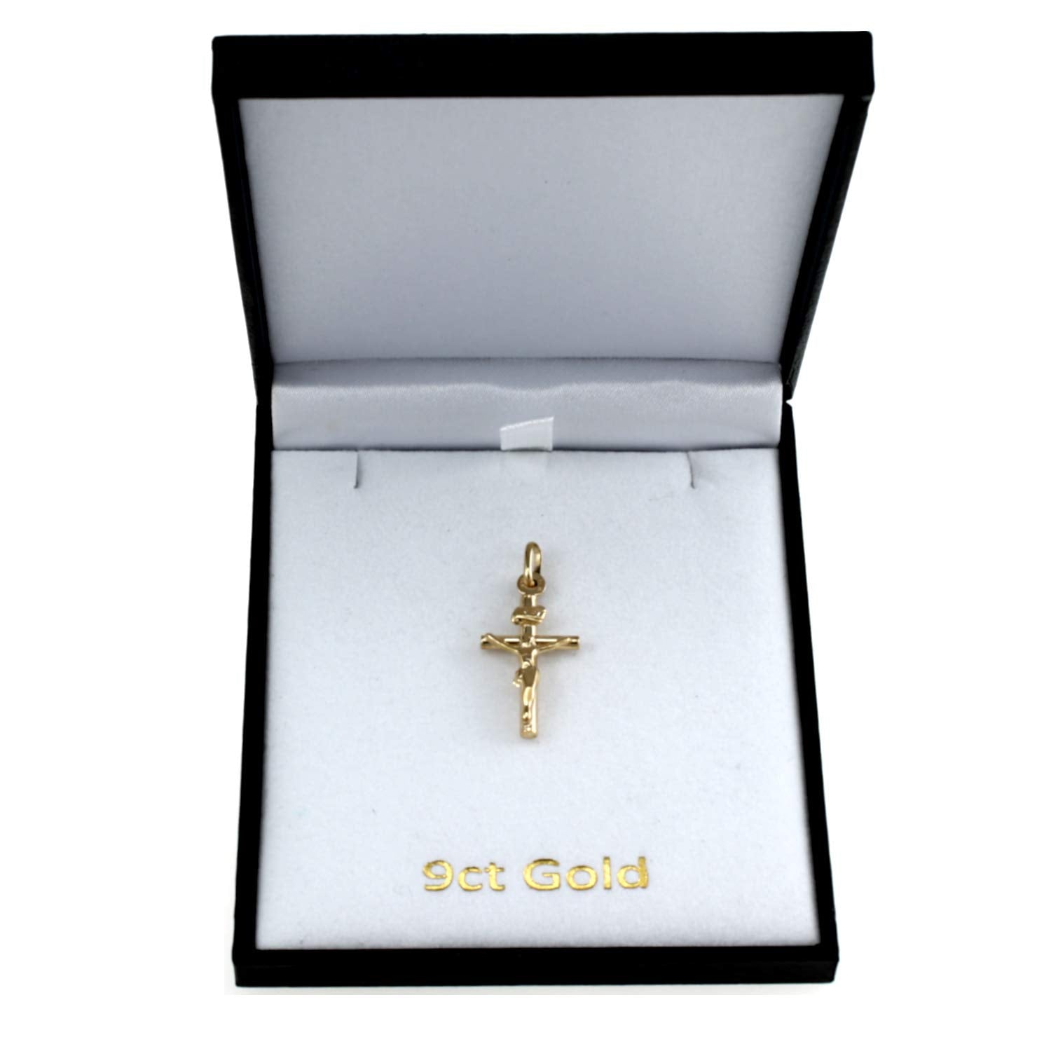 Small Solid 9ct Gold Crucifix Necklace Pendant for Women Boys