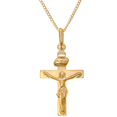 9ct Gold Crucifix Cross Pendant Necklace With 18" chain and Jewellery Gift Box - Great gift for Women on a Birthday or Christmas.