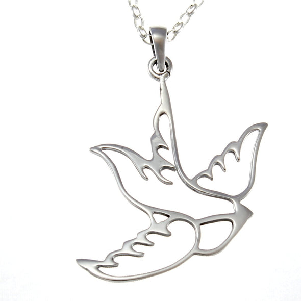 Sterling Silver Bird in Flight Pendant Necklace With 18" Chain