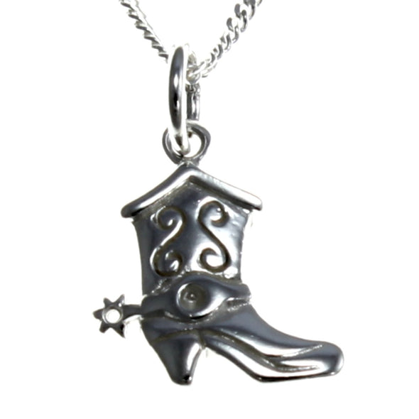 STERLING SILVER COWBOY BOOTS PENDANT NECKLACE WITH 18" CHAIN