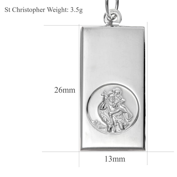 Sterling Silver St Christopher Ingot Pendant Necklace with 18" Chain and Jewellery Gift Box - 13mm x 26mm