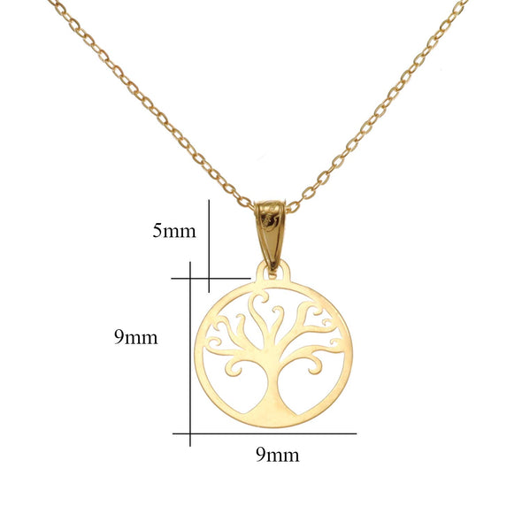 Extra Small 9ct Gold Tree of Life Pendant Necklace with 16" Chain and Jewellery Gift Box. Great gift for a woman on Christmas or as a Birthday Present