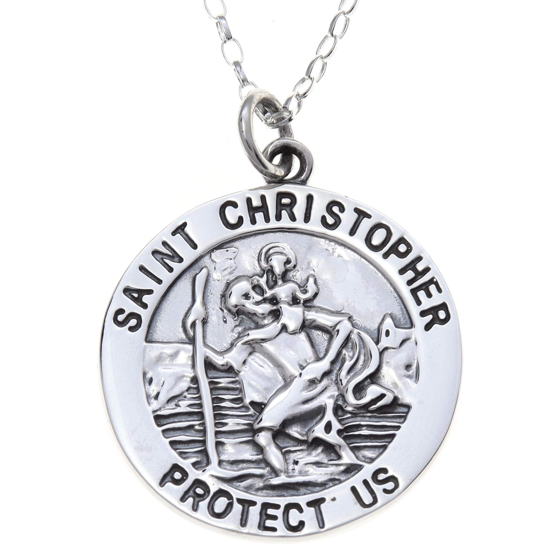 Sterling Silver St Christopher Necklace with Crystal Birthstone 925 Silver  Jewellery Gift