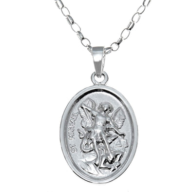 Sterling Silver St Michael and Guardian Angel Reversible Pendant