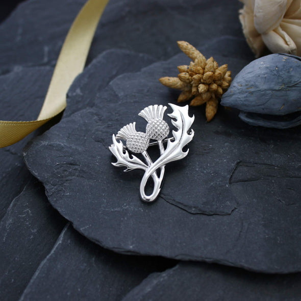 Sterling Silver Thistles Brooch and jewellery gift box
