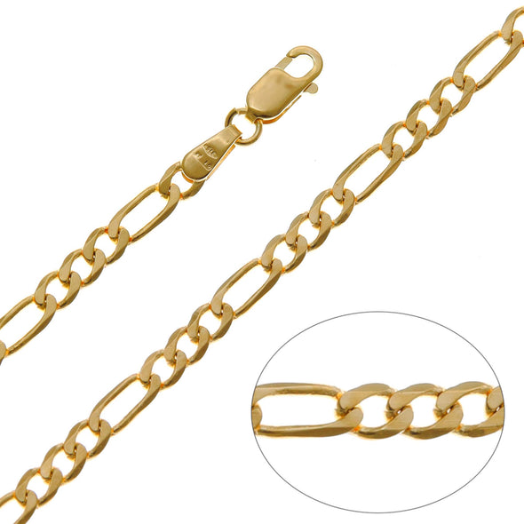 9ct Yellow Gold Figaro Chain Necklace - 7.5g - 22" (55cm) - Suitable for a man or woman - Comes in a Jewellery presentation gift box
