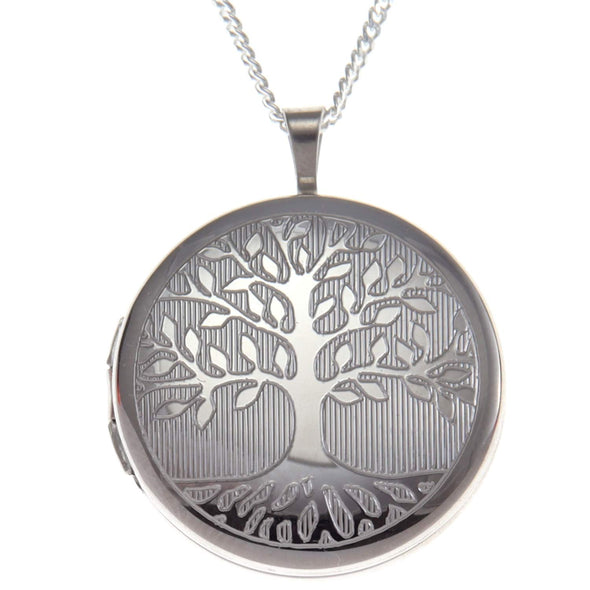 Sterling Silver Tree of Life Circular Locket Pendant Necklace with 18" Chain & Jewellery Gift Box - Great gift for a woman