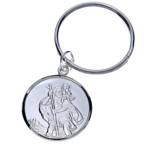 925 Sterling Silver St Christopher Keyring for Men, Reversible Car Keychain, Key Fob Key Chain with Jewellery Gift Box - 22mm