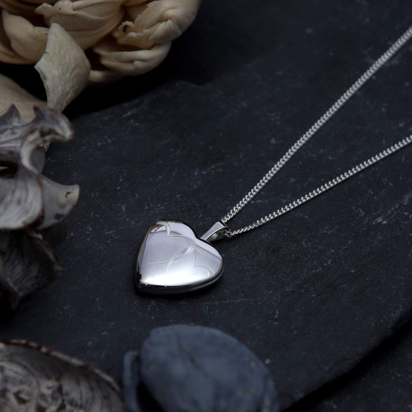 Girls Sterling Silver Hearts Locket with 16" Silver Chain - Space for 2 photographs inside
