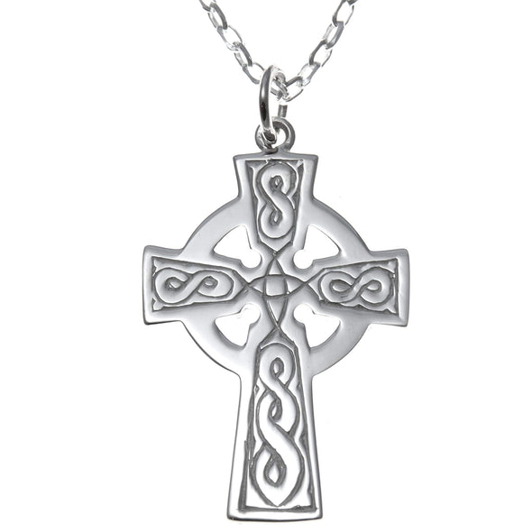 Sterling Silver Celtic Cross Pendant with 18" Silver Chain and Jewellery Gift Box
