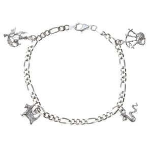 Sterling Silver Scottish Charm Bracelet with Thistle, Bagpipes, Nessie, & Scotty Dog - Scottish Gift for Women with Jewellery Gift Box