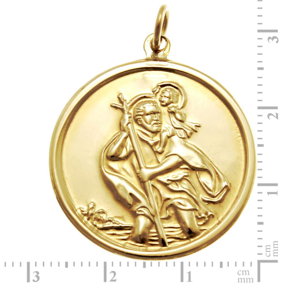 9ct Gold St Christopher Pendant Medal - 26mm - 5.3g