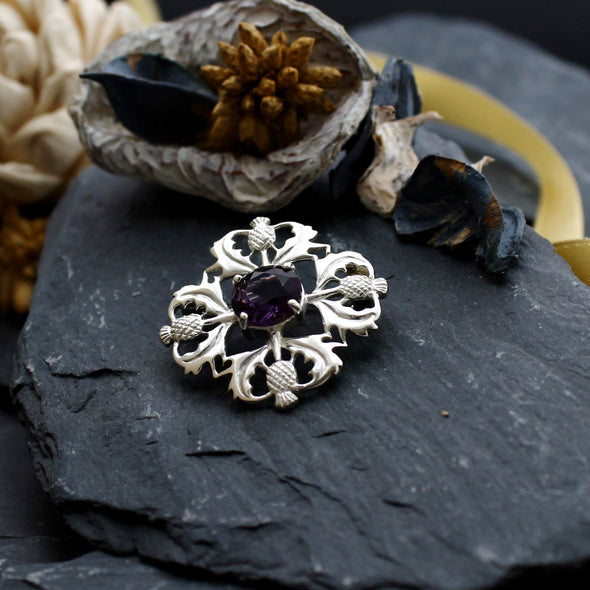 Sterling Silver Thistles Brooch and Jewellery Gift Box