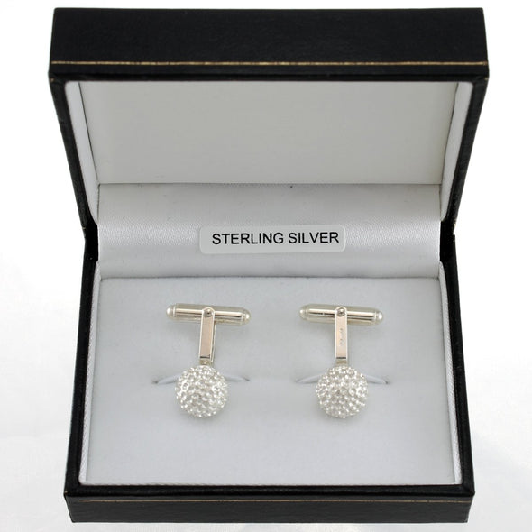 Sterling Silver Golf Ball Cufflinks & Gift Box