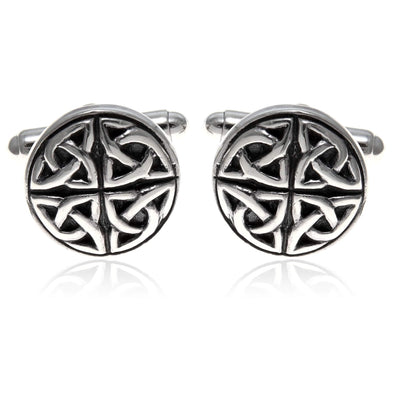 Sterling Silver Oxidised Celtic Circle Cufflinks with Presentation Gift Box. Great gift for a man on a birthday or Christmas