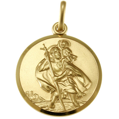 Heavy 9ct Gold St Christopher Pendant Medal - 27mm - 8.5g - Includes Jewellery presentation box. Great gift for a man.